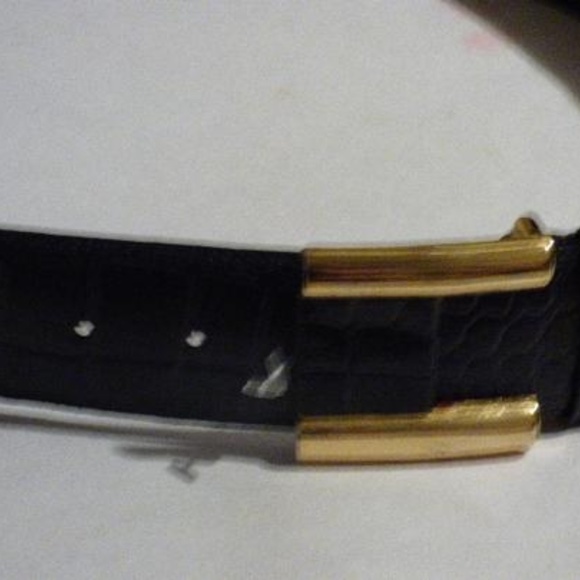 Milor Navy Croc Embossed Leather Gold Buckle Belt main image 4